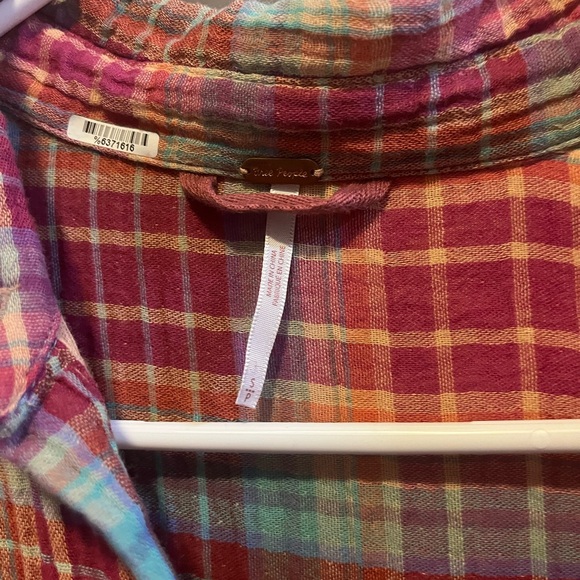 Free People Flannel Voyage Shirt Dress in Twilight Combo XS Bohemian Hippie - Picture 6 of 8